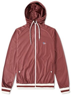 MAISON KITSUNÉ Men's Red Hooded Zip Jacket windbreaker